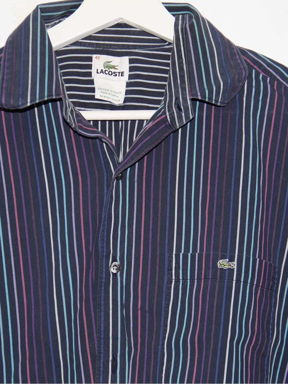 Lacoste Navy Striped Long-Sleeve Button-Up Shirt Size 42